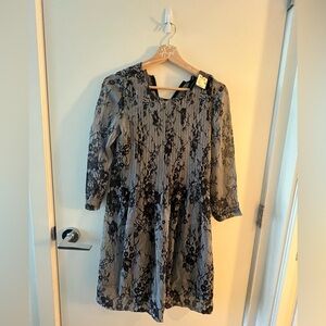 Club Monaco Black and Grey Silk Dress